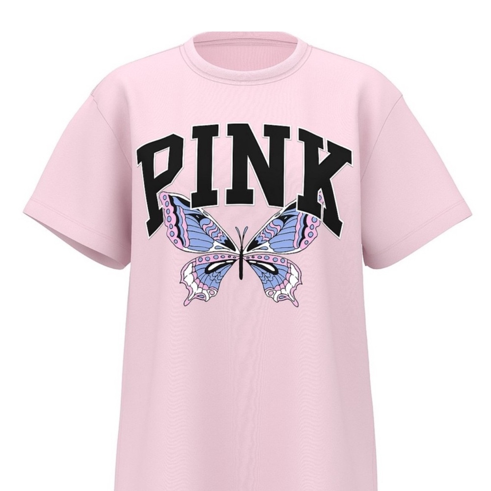 VS PINK XL LIMITED EDITION PINK TULIP BUTTERFLY SHORT SLEEVE TEE NWT